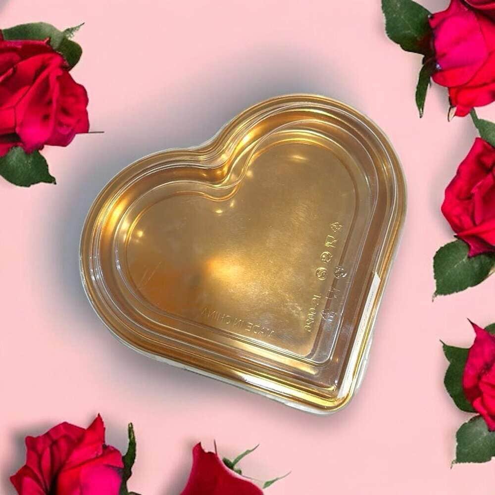 קופסאת לב תחתית זהב ומכסה שקוף- 1 יח'