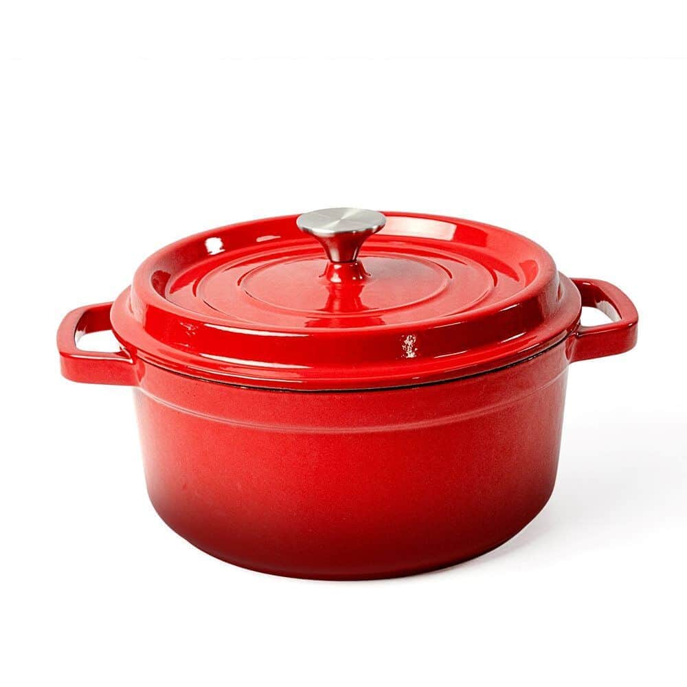 סיר עגול בנפח 4 ליטר יצוק מצופה אמייל אדום