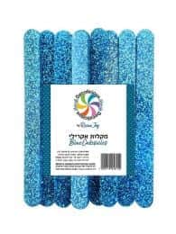 מקלות אקרילי אורך 10 סמ- צבע כחול נצנצים