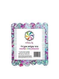 מקלות אקרילי מיני אורך 7 סמ- צבע שקוף נקודות ורוד תכלת