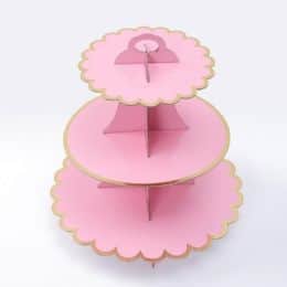 מעמד 3 קומות מקרטון צבע ורוד