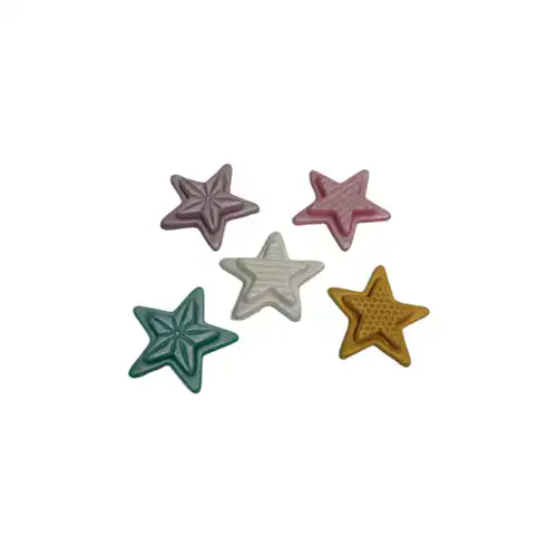 קישוט בצק סוכר-סט 5 כוכבים מבצק סוכר- צבעוני מטאלי