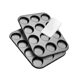 סט 2 תבניות שקעים נמוכים טפלון עם קלף