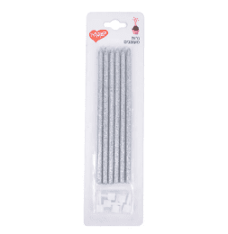 נרות ארוכים גליטר 6 יח'-כסף