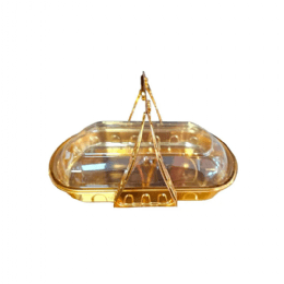 מארז נשיאה עם ידית בצבע זהב ומכסה שקוף גודל כ- 27/22- 1 יח