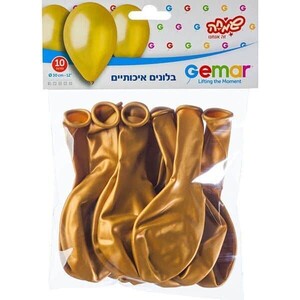 חבילת 10 בלונים בצבע זהב