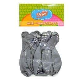 חבילת 10 בלונים בצבע כסף