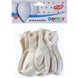 חבילת 10 בלונים בצבע לבן
