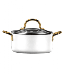 סיר 16 ס"מ 1.4 ליטר לבן ידיות זהב פוד אפיל