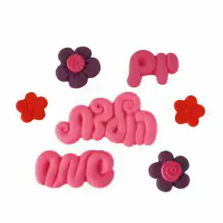 קישוט בצק סוכר- יום הולדת שמח ורוד