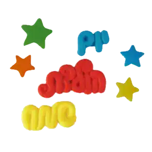 קישוט בצק סוכר- יום הולדת שמח צבעוני