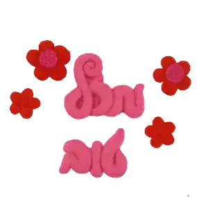 קישוט בצק סוכר- מזל טוב ורוד וקישוטים