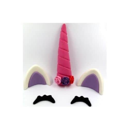 קישוט בצק סוכר- ערכת חד קרן ורודה