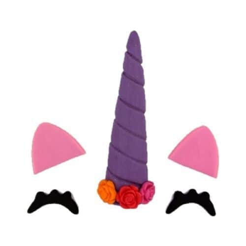 קישוט בצק סוכר- ערכת חד קרן סגול