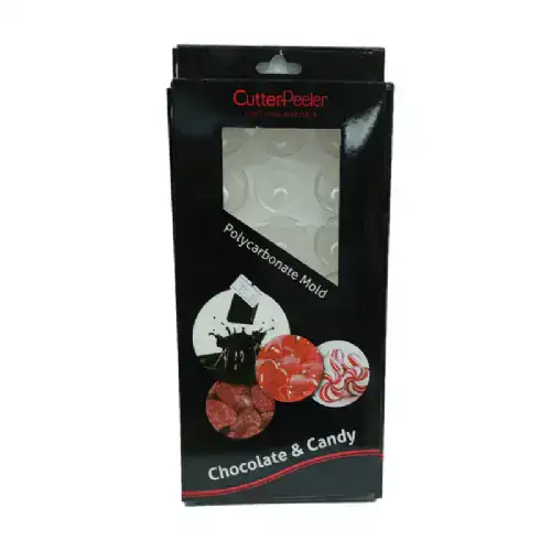 תבנית לפרלינים פוליקרבונט- דגם עיגול עם פסים