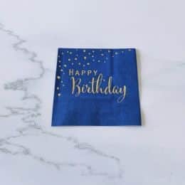 מפית כחול כיתוב זהב גודל 13 סמ- 16 יח