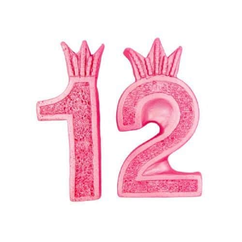 ספרות 12 מבצק סוכר מטאלי גודל 9 סמ