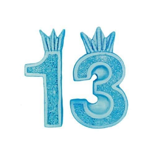 ספרות 13 מבצק סוכר מטאלי גודל 9 סמ